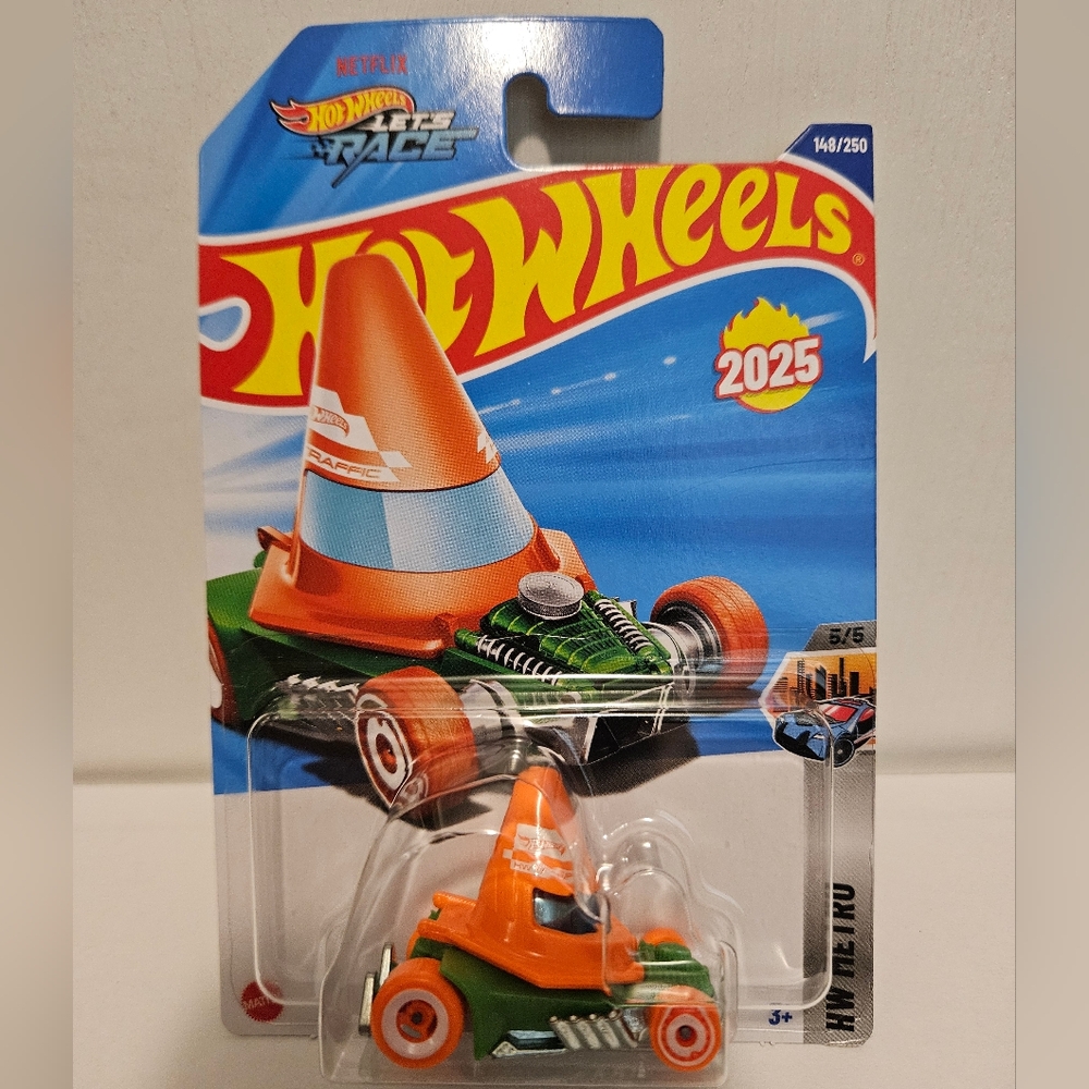 HotWheels Cone Shaker Orange and Green Race Car